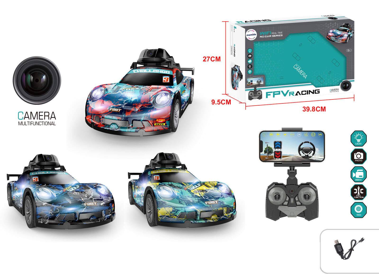 Mamido Mamido RC Závodní Auto na dálkové ovládání s WiFi Kamerou modré