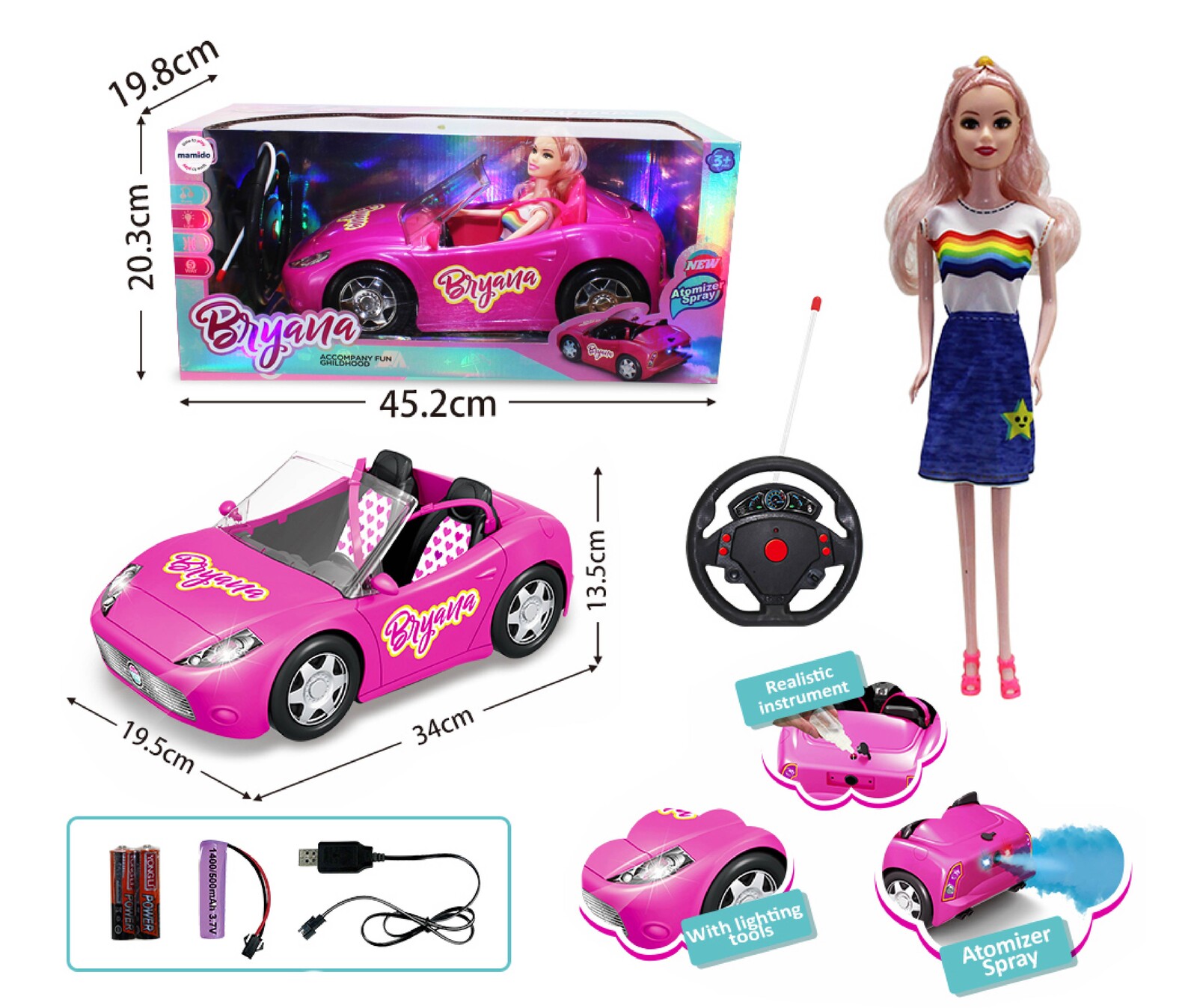 Mamido Mamido Autíčko na dálkové ovládání kabriolet s panenkou fialové RC