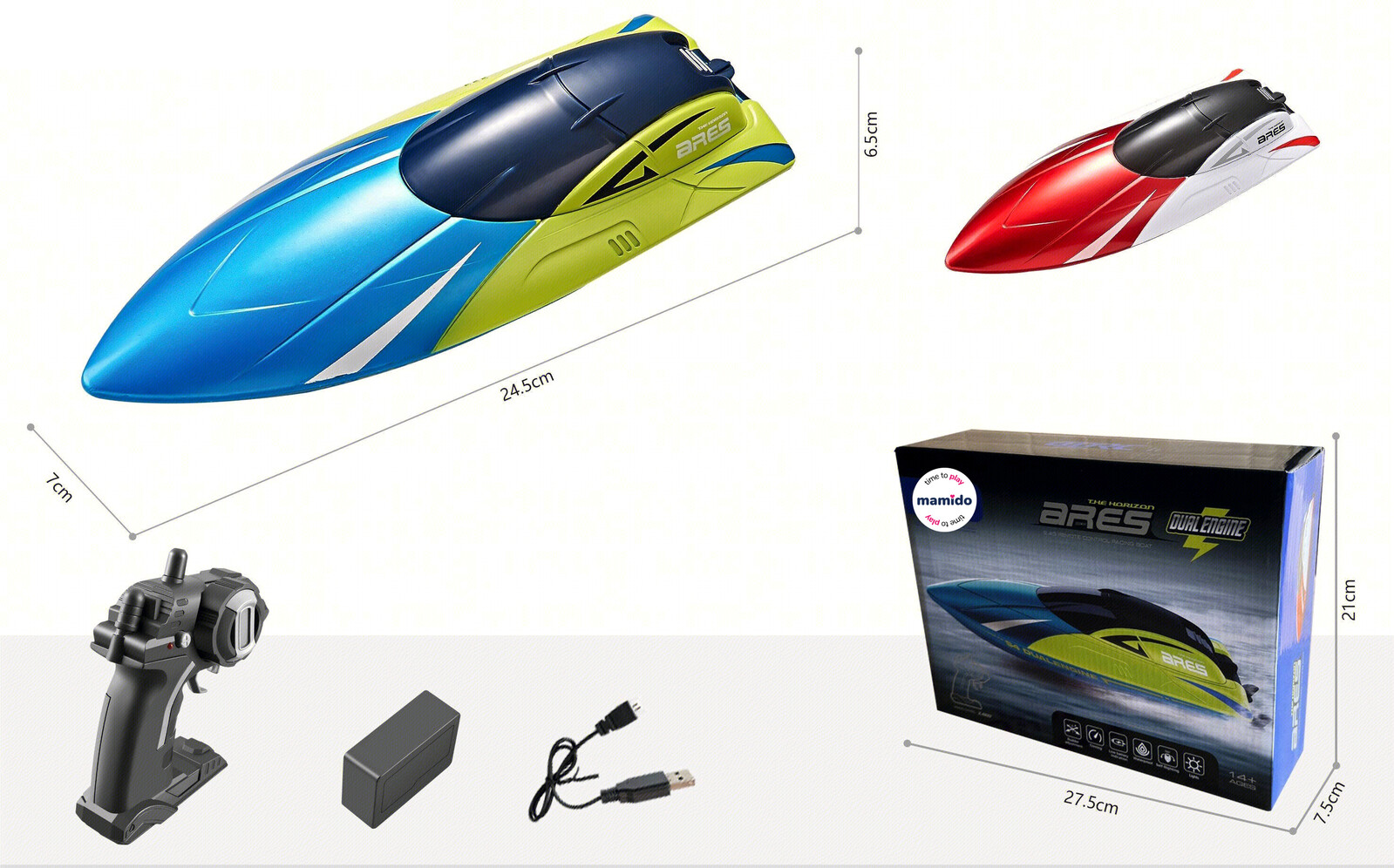 Mamido Mamido Loď na dálkové ovládání Ares Dual Engine červená RC