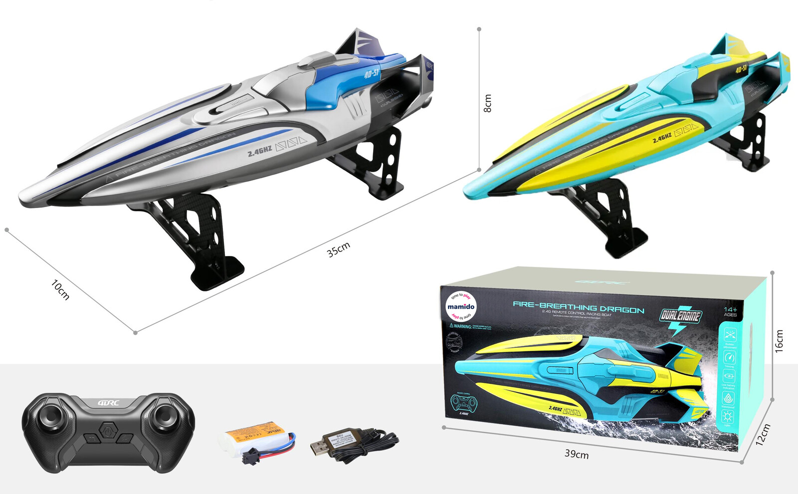 Mamido Mamido Loď na dálkové ovládání Dragon Dual Engine šedá RC