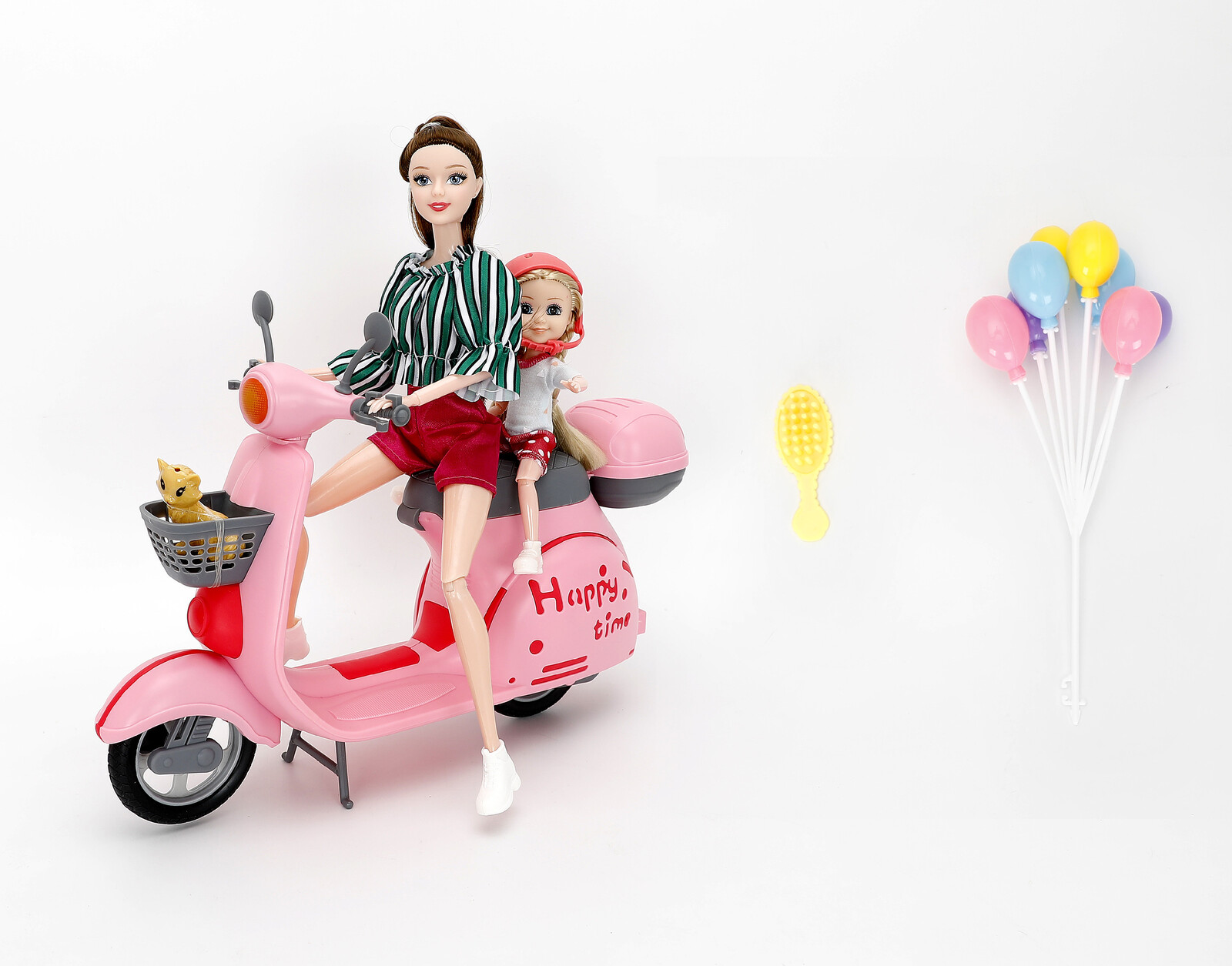 Mamido Mamido Panenka máma brunetka s dcerou blondýnkou se skútrem a doplňky 30 cm Sasha