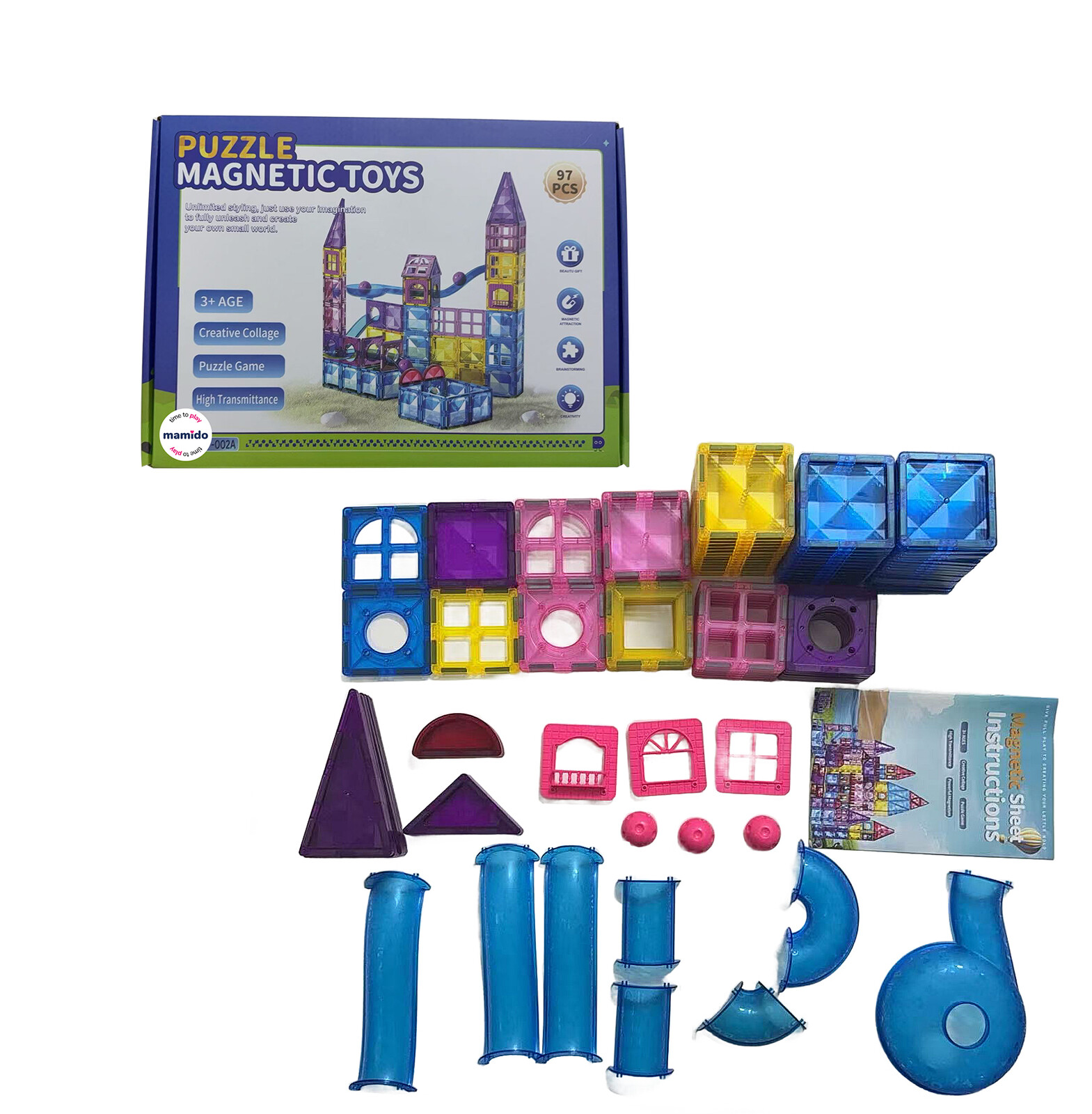Mamido Mamido Barevná magnetická stavebnice 97 dílů