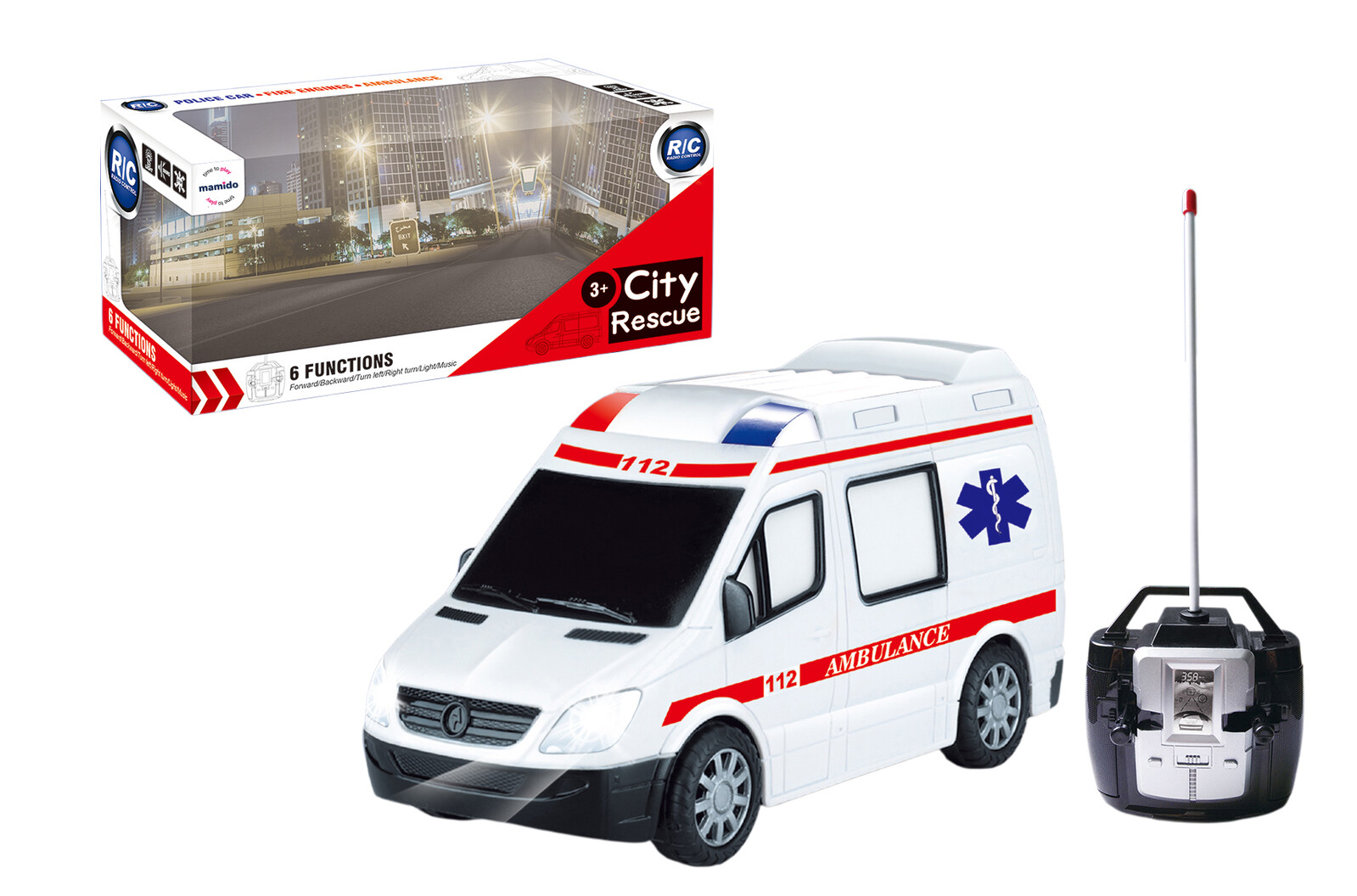 Mamido Mamido Sanitka na dálkové ovládání se světly a zvuky Ambulance MT1370 RC