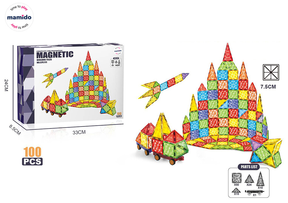 Mamido Mamido Barevná magnetická stavebnice 100 dílů MT1456