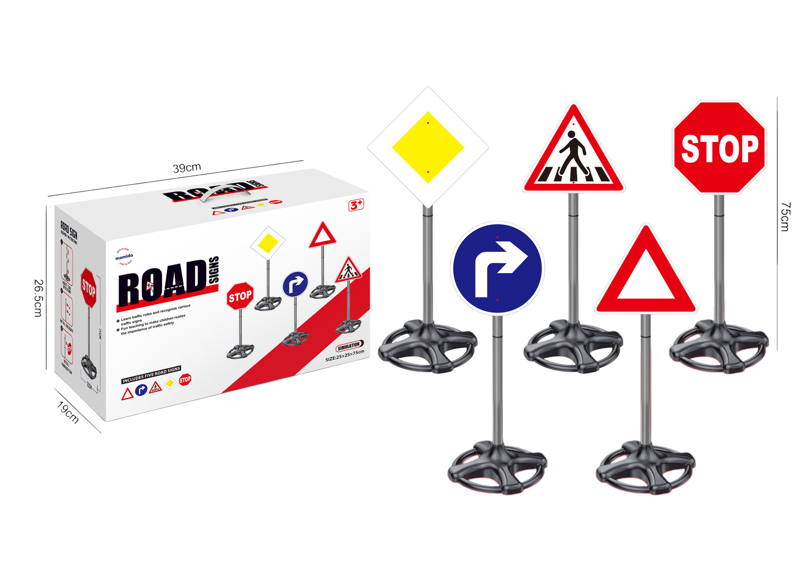 Mamido Mamido Dětské dopravní značky 75 cm MT1214