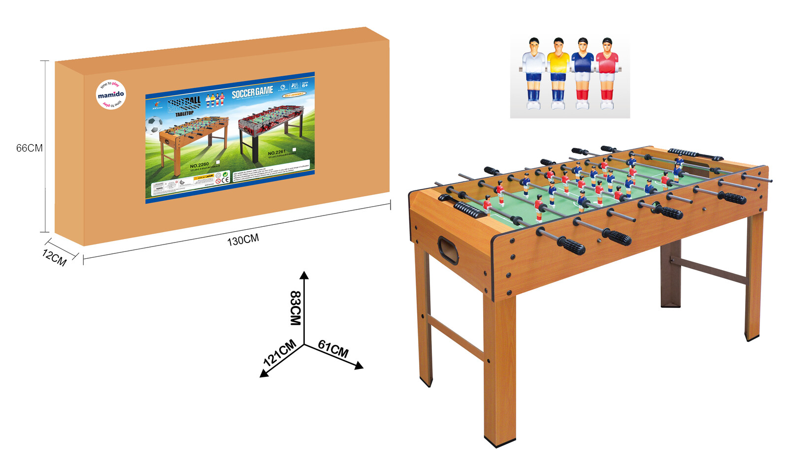 Mamido Mamido Dřevěný dětský stolní fotbálek 121×61×83 cm pro větší děti