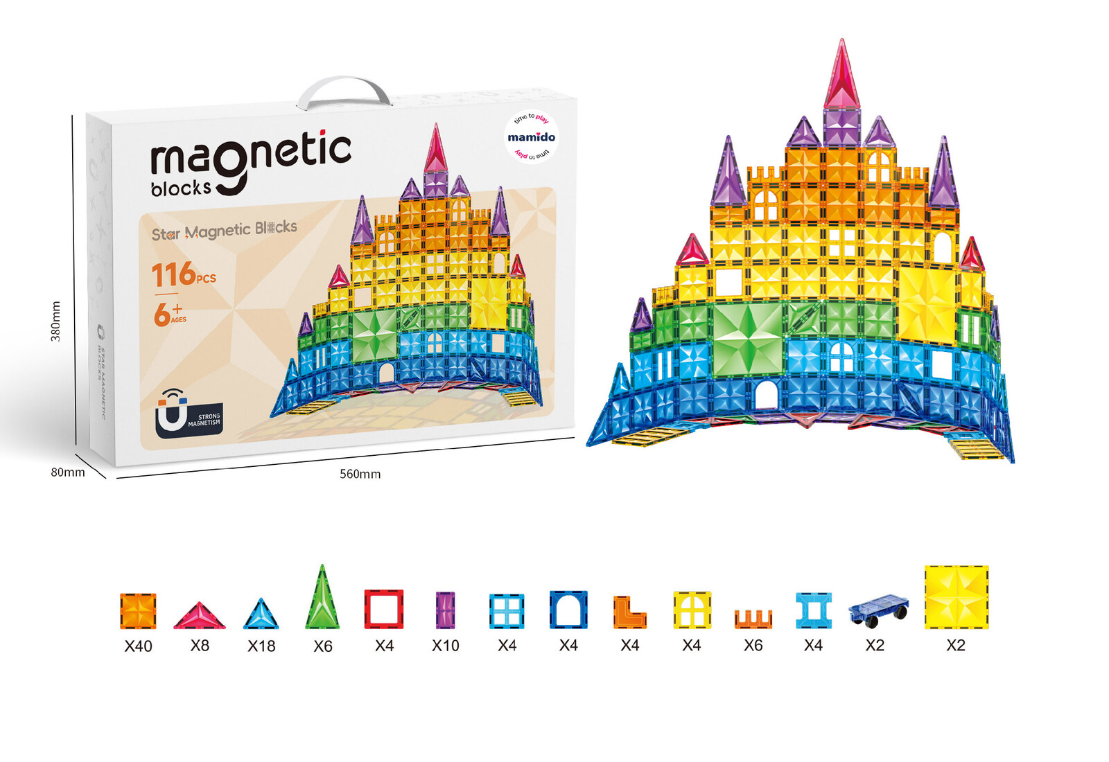 Mamido Mamido Magnetická stavebnice 116 dílů Diamond Castle MT1502