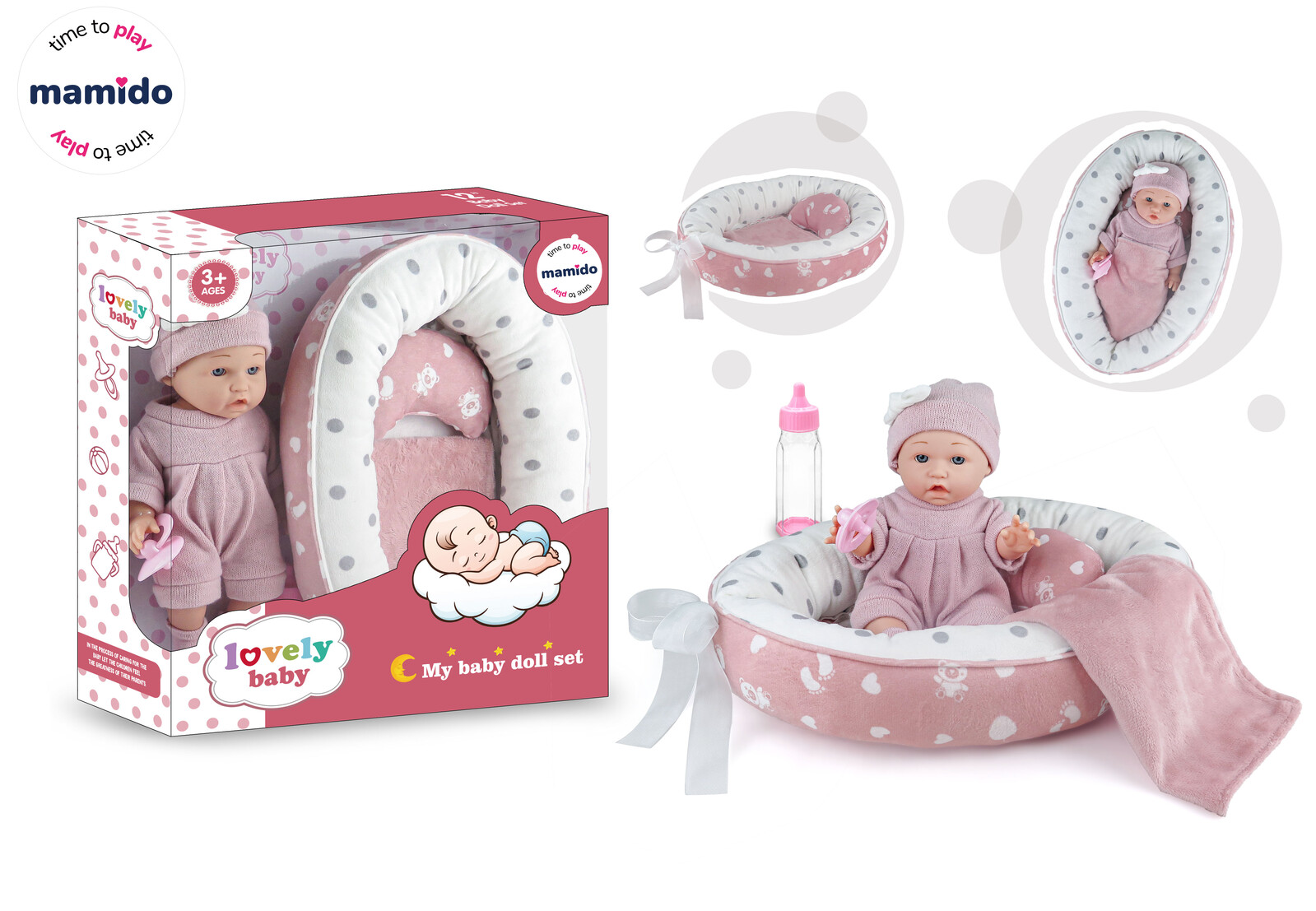 Mamido Mamido Panenka miminko v hnízdečku s doplňky MT1205