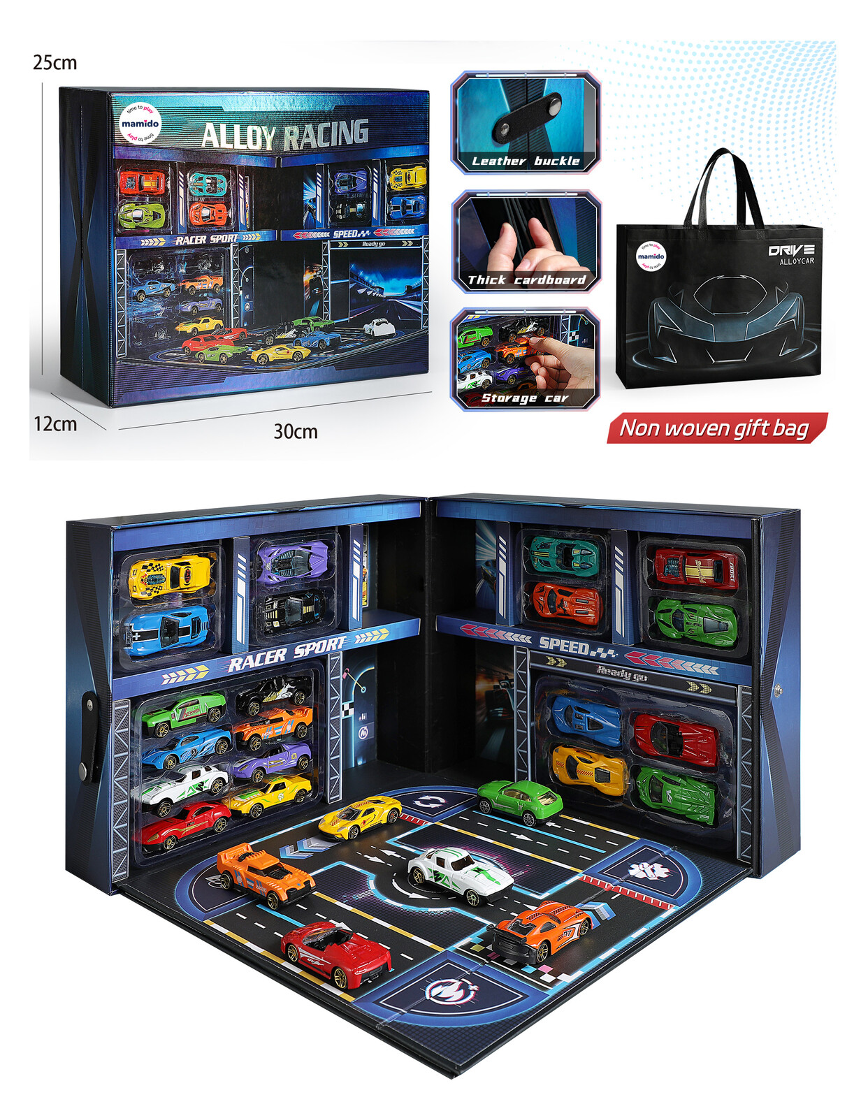 Mamido Mamido Sada 20 kovových autíček v boxu s garáží MT1458