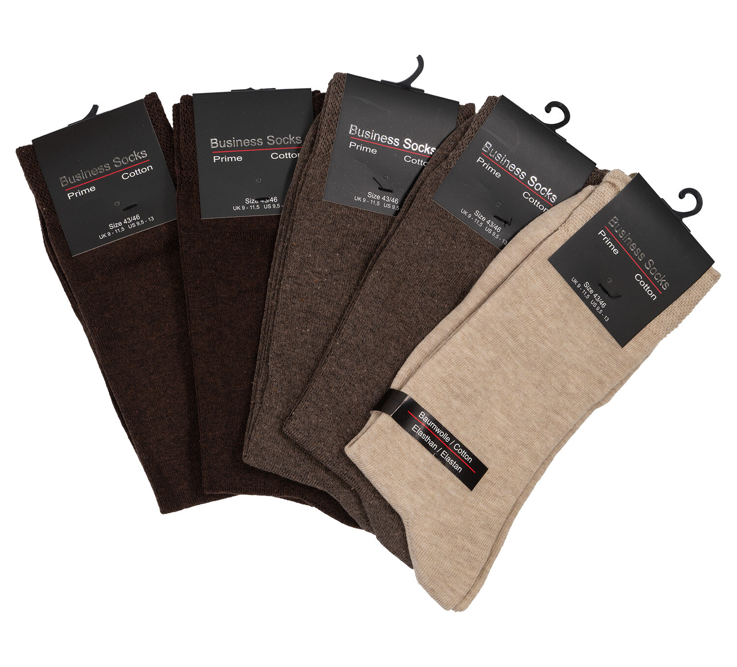 Business Socks Pánské bavlněné business ponožky 5 párů - odstíny hnědé Velikost: 39-42