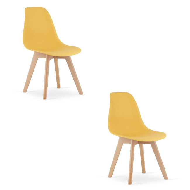 Set dvou jídelních židlí KITO hořčičné / naturální nohy (2 ks)