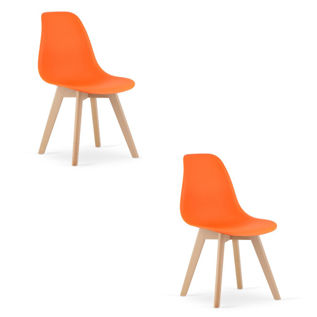 Set dvou jídelních židlí KITO oranžové / naturální nohy (2 ks)