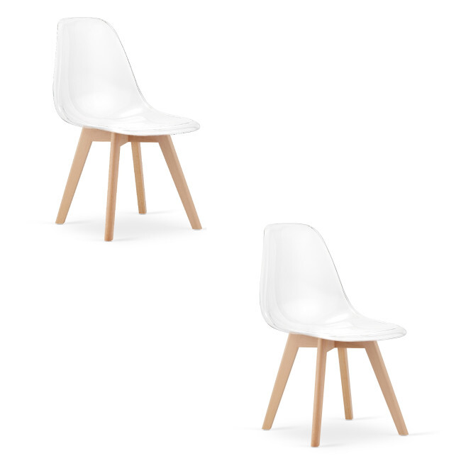 Set dvou jídelních židlí KITO průsvitné / naturální nohy (2 ks)
