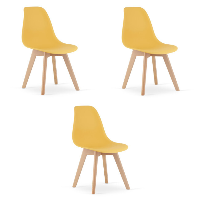 Set tří jídelních židlí KITO hořčičné / naturální nohy (3 ks)