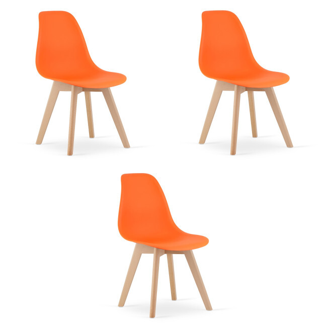 Set tří jídelních židlí KITO oranžové / naturální nohy (3 ks)