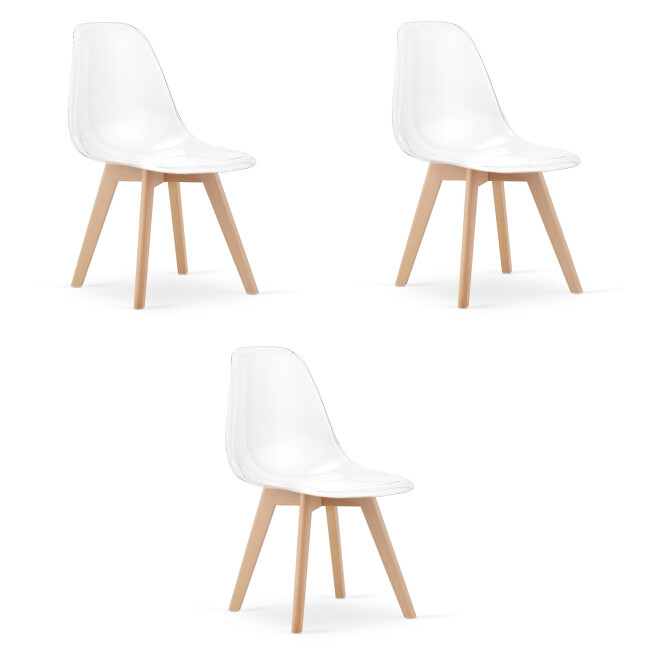 Set tří jídelních židlí KITO průsvitné / naturální nohy (3 ks)