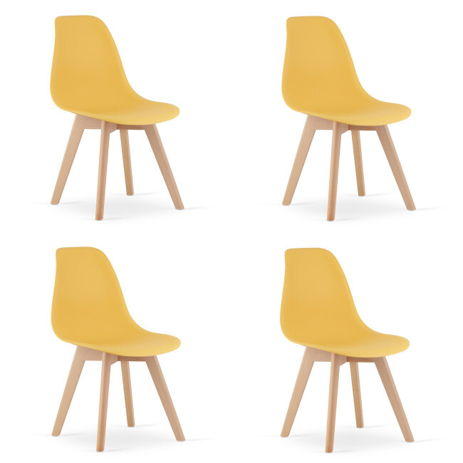 Set čtyř jídelních židlí KITO hořčičné / naturální nohy (4 ks)