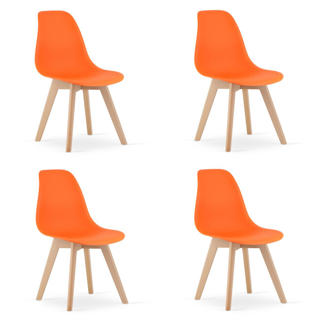 Set čtyř jídelních židlí KITO oranžové / naturální nohy (4 ks)