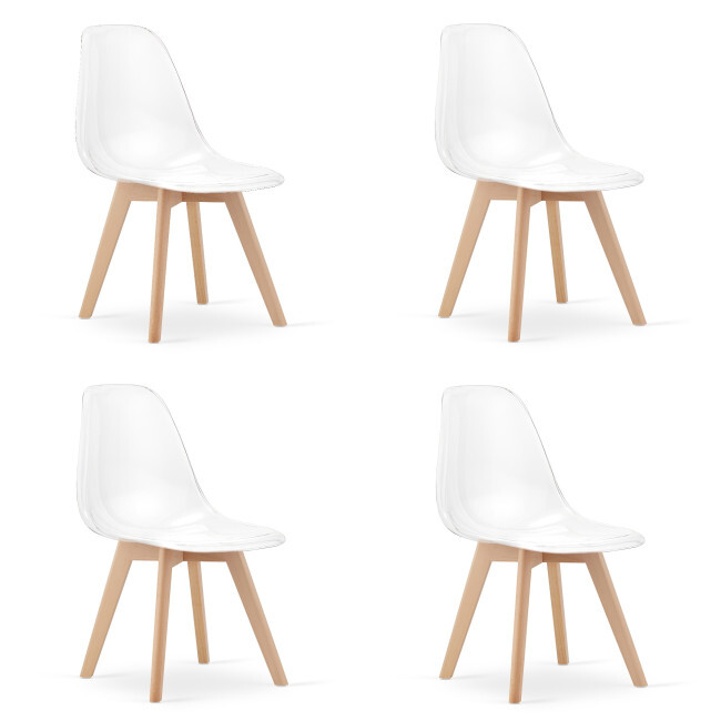 Set čtyř jídelních židlí KITO průsvitné / naturální nohy (4 ks)