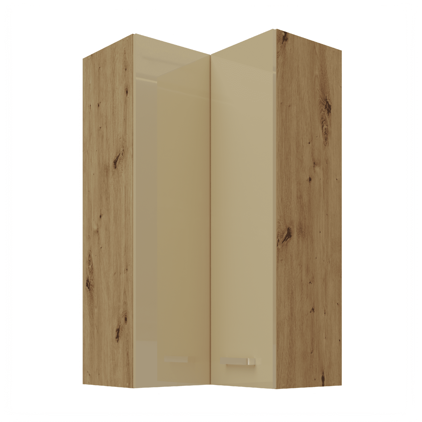 Horní rohová skříňka Artisan 60x60 GN-108 1F (90°) Barva korpusu: Dub artisan, Barva dvířek: Bílý lesk