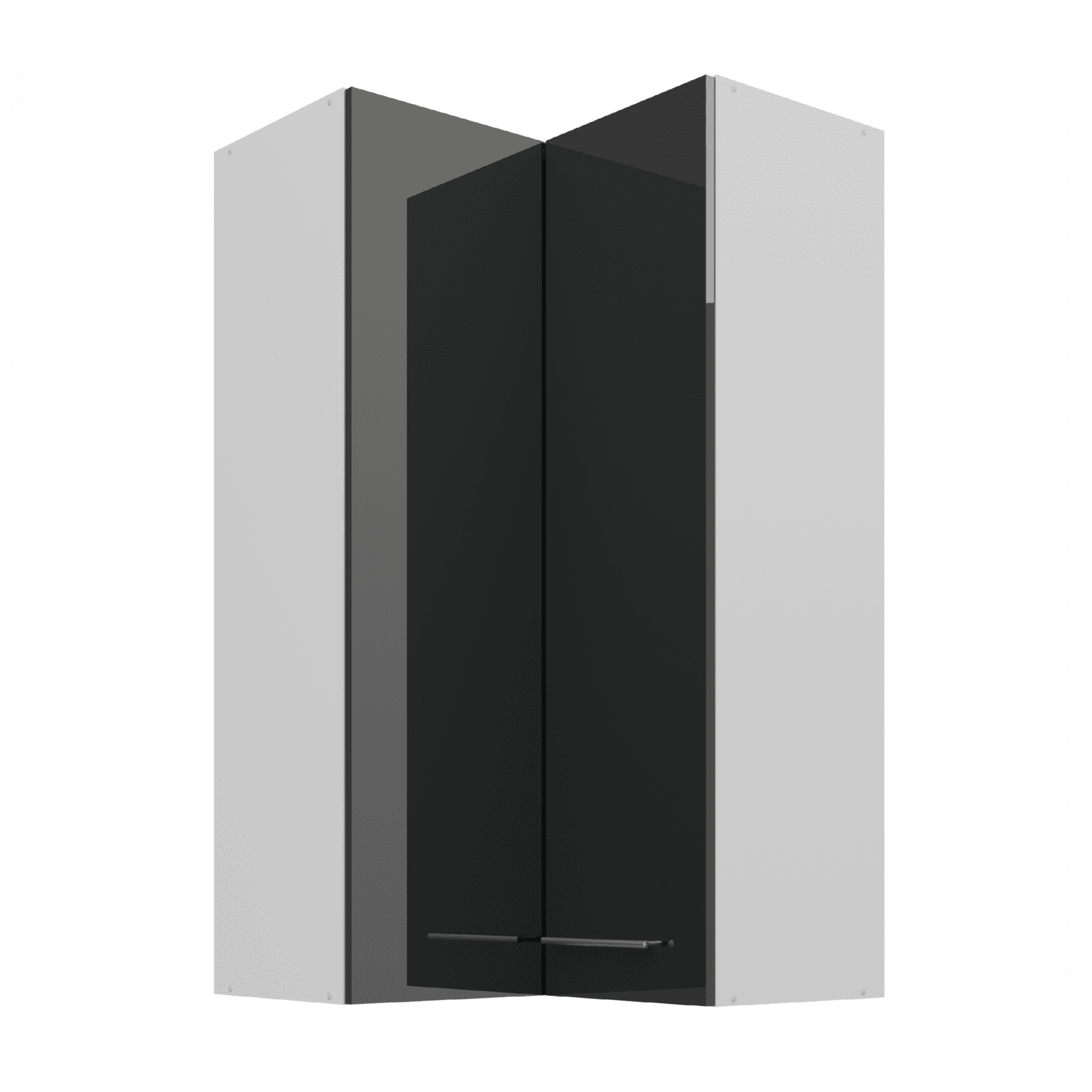 Horní rohová skříňka Lara 60x60 GN-108 2F (90°) Barva korpusu: Bílá, Barva dvířek: Šedý lesk