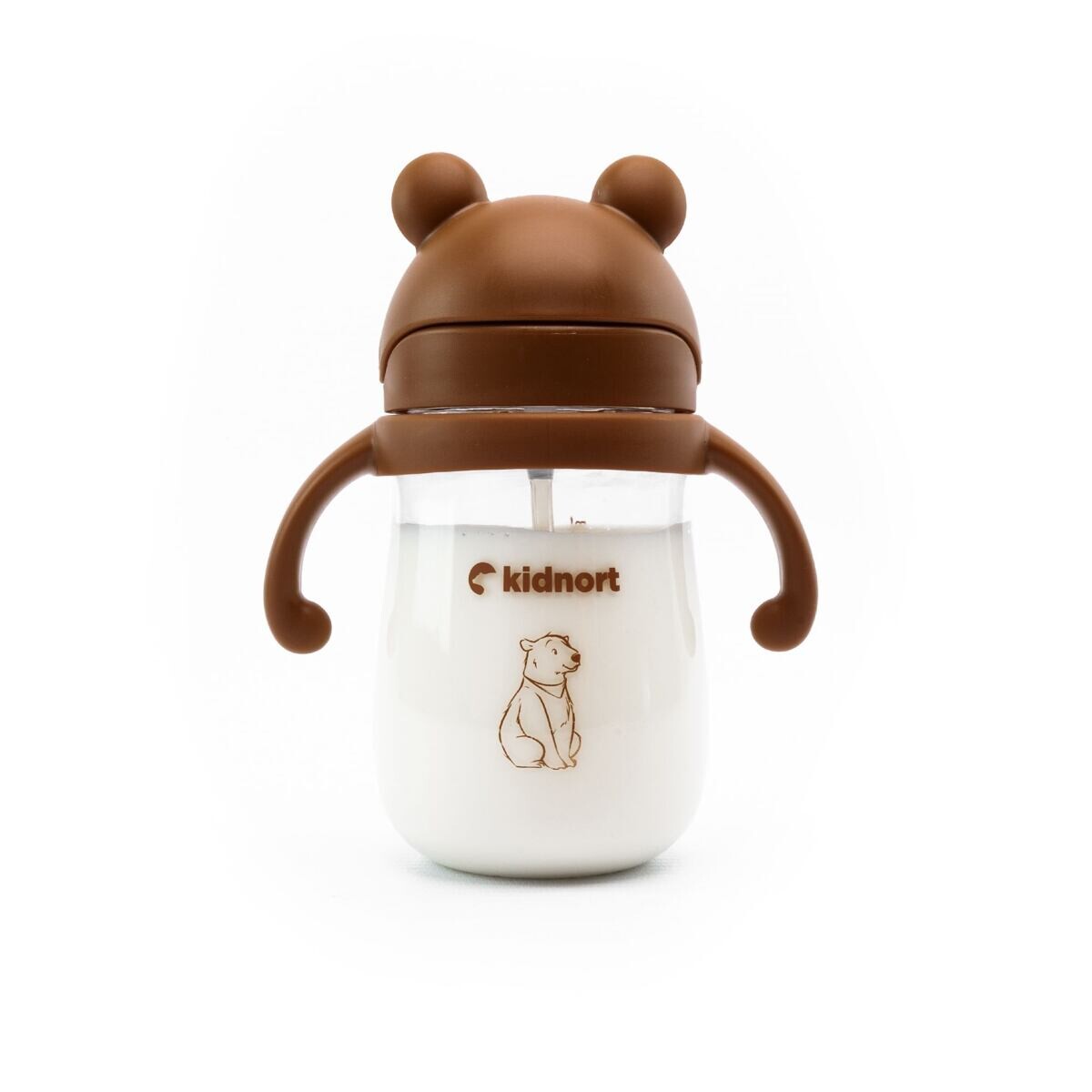 Kidnort Hrneček s brčkem Bringebaer 240ml hnědý