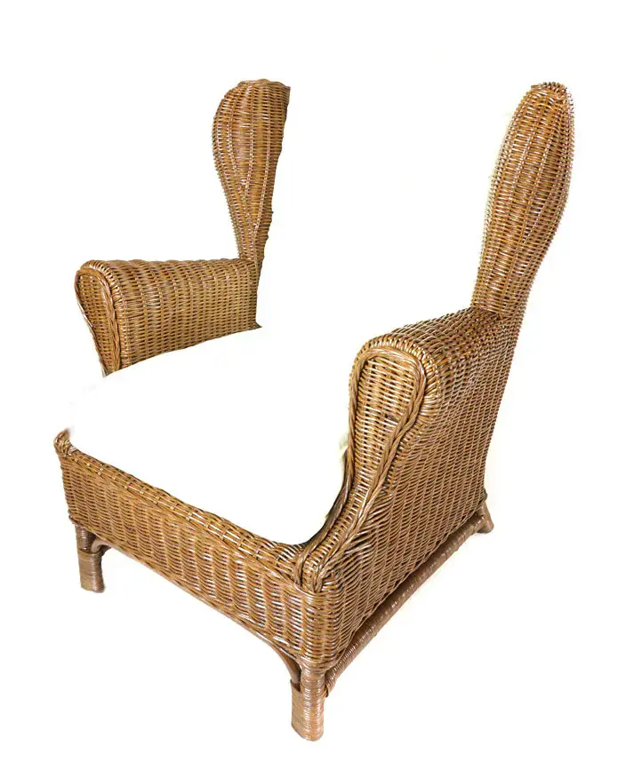 Axin Trading Ratanové křeslo/ušák hnědé - polstr bílý FL