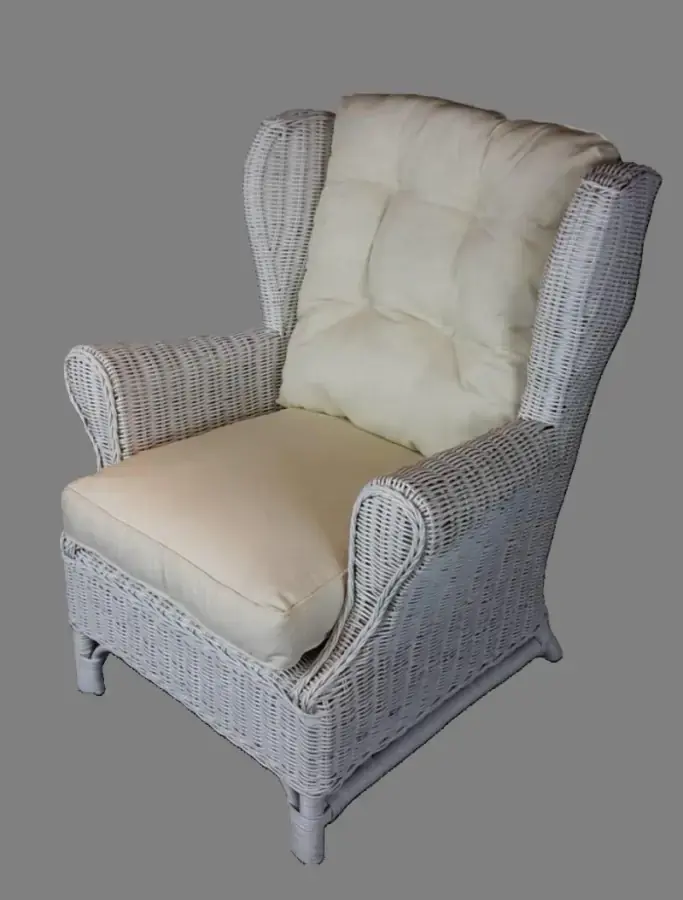 Axin Trading Ratanové křeslo/ušák bílé - polstr bílý FL