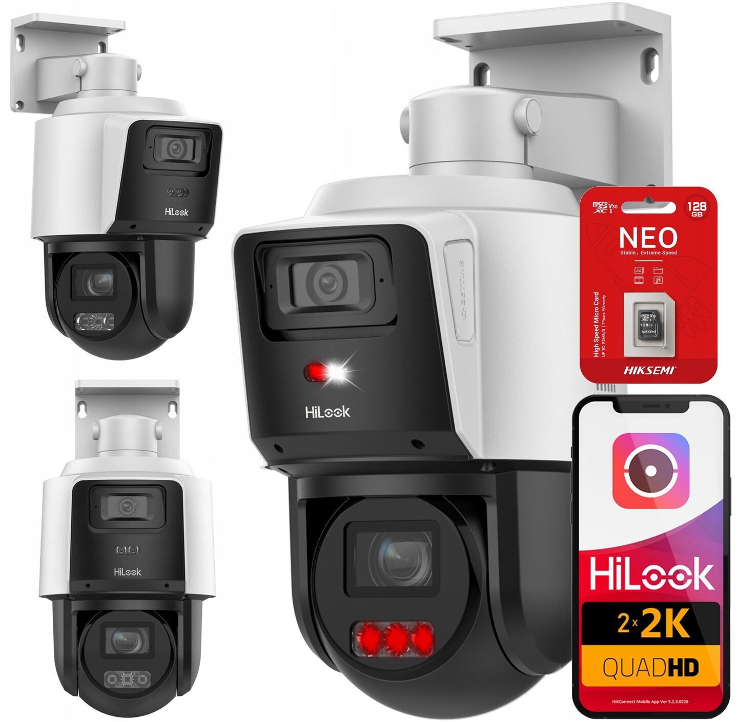 Otočná Ip kamera TandemVu 4MP+4MP MotoZoom HiLook by Hikvision 128Gb