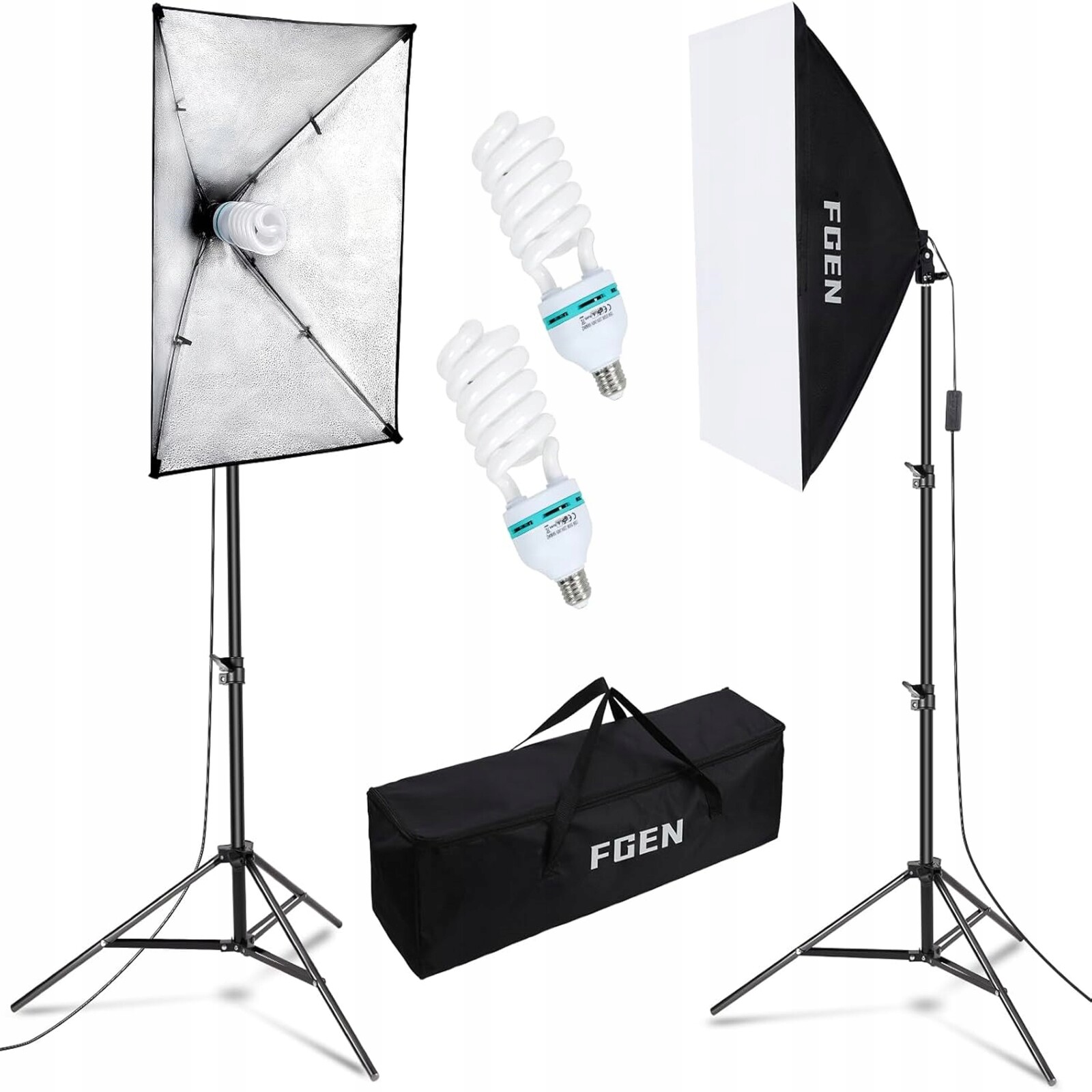 2x Studiová Led Lampa Softbox Fgen Pro Fotografování Stativ 50x70 Žárovky 135W