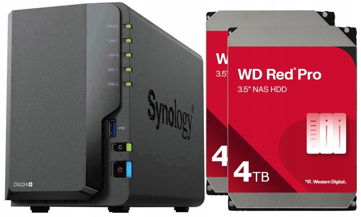 Nas server Synology DiskStation DS224+ 8TB (2x4TB) Wd Red Pro