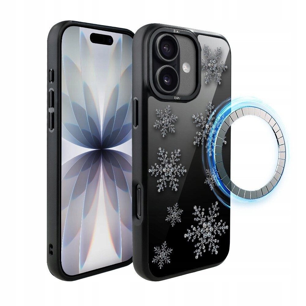Pouzdro pro iPhone 17 Ibizu DropGuard Matt s MagSafe, sněhové vločky na zrcadle