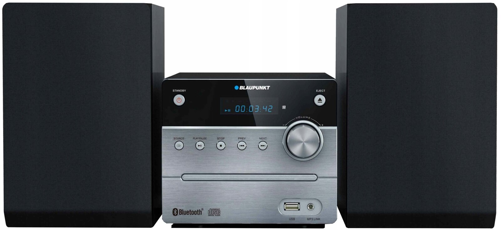 Blaupunkt MS12BT věž Stereo CD MP3 Usb Aux Bluetooth dálkové ovládání (stříbrná)