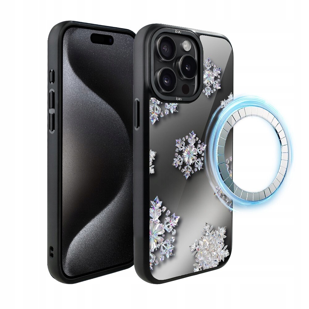 Pouzdro pro iPhone 15 Pro Max Ibizu DropGuard Matt s MagSafe, sněhové vločky