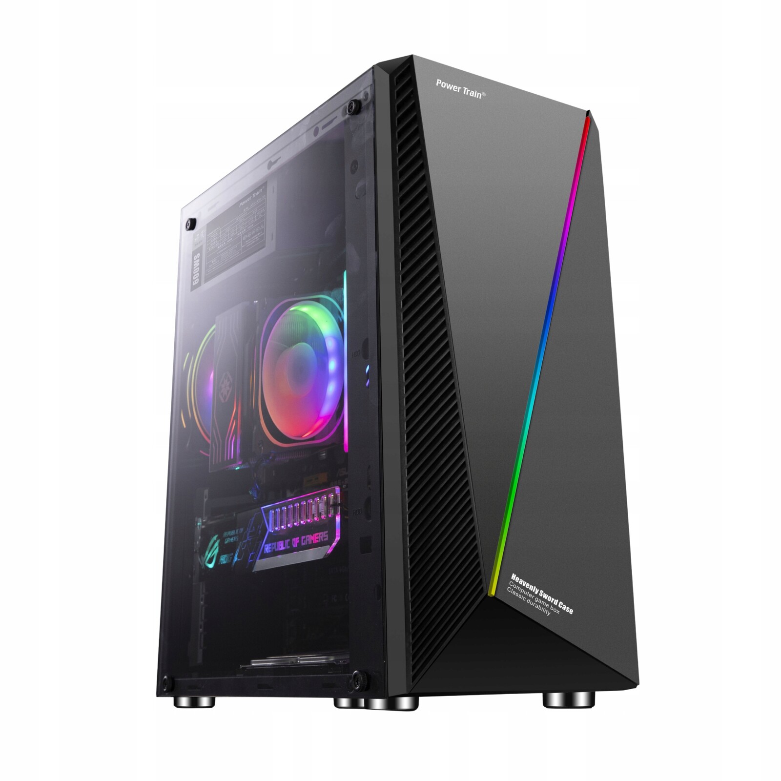 Počítačová Skříň Pc Atx, M-atx, Mini-ITX, ventilátory 120 mm aRGB, kovové, Tn-mini