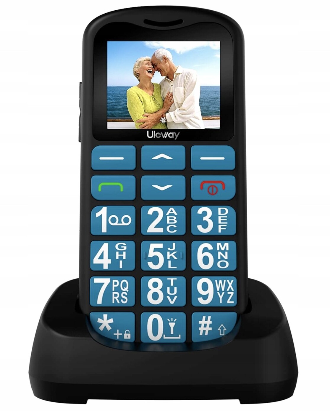 mobilní telefon pro seniory nabíjecí stanice, velké tlačítka, snadné ovládání
