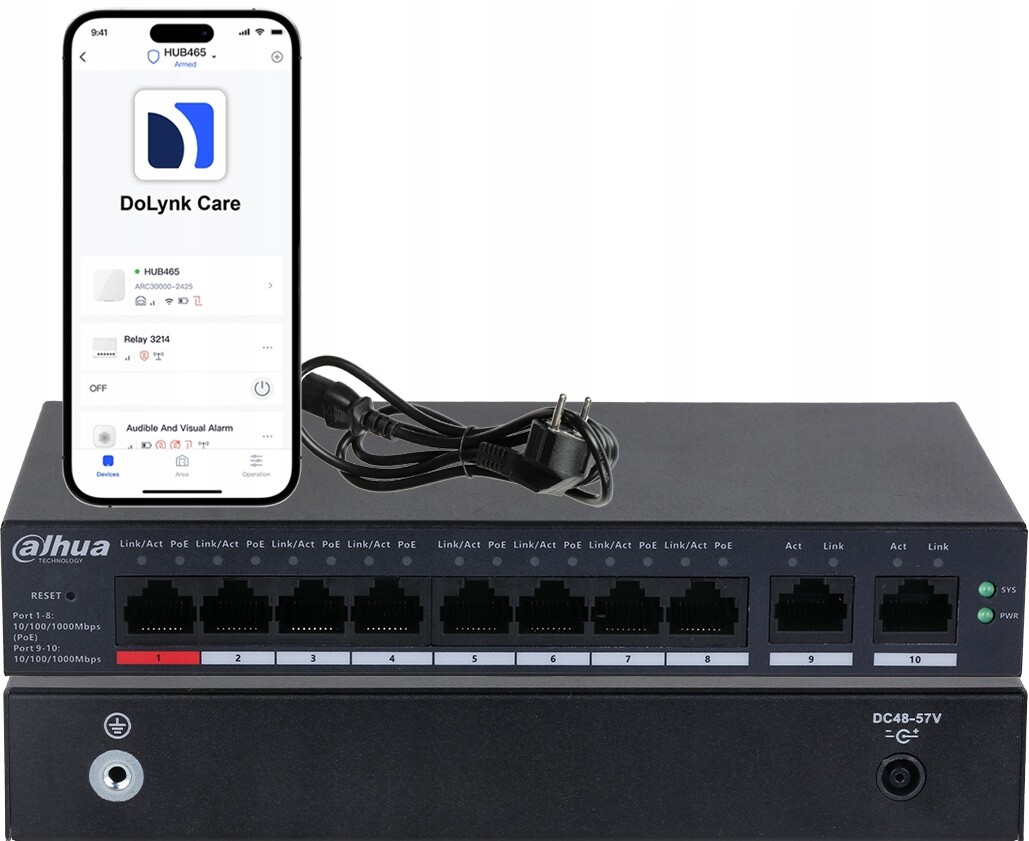 Switch Spravovatelný Poe 8xPoE+2xUplink 10/100/1000Mbps Dahua CS4010-8GT-110