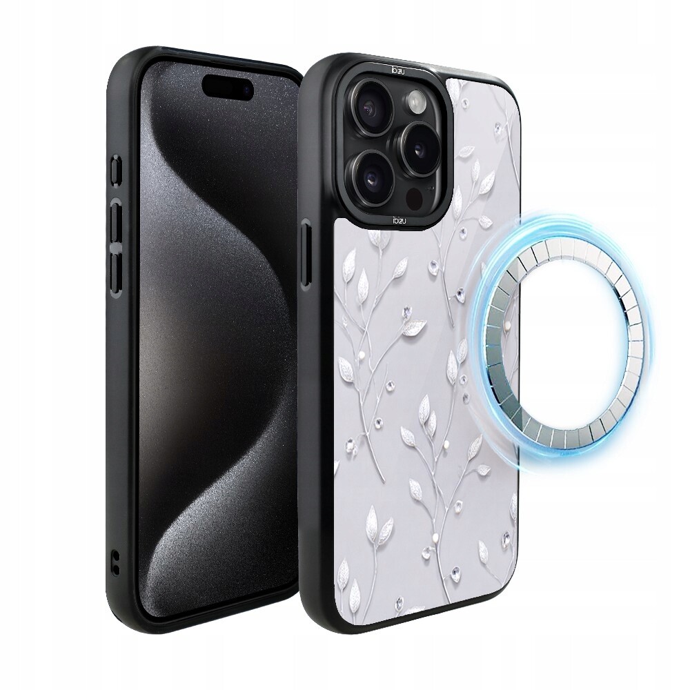 Pouzdro pro iPhone 15 Pro Ibizu DropGuard Matt s MagSafe, Ledové květy