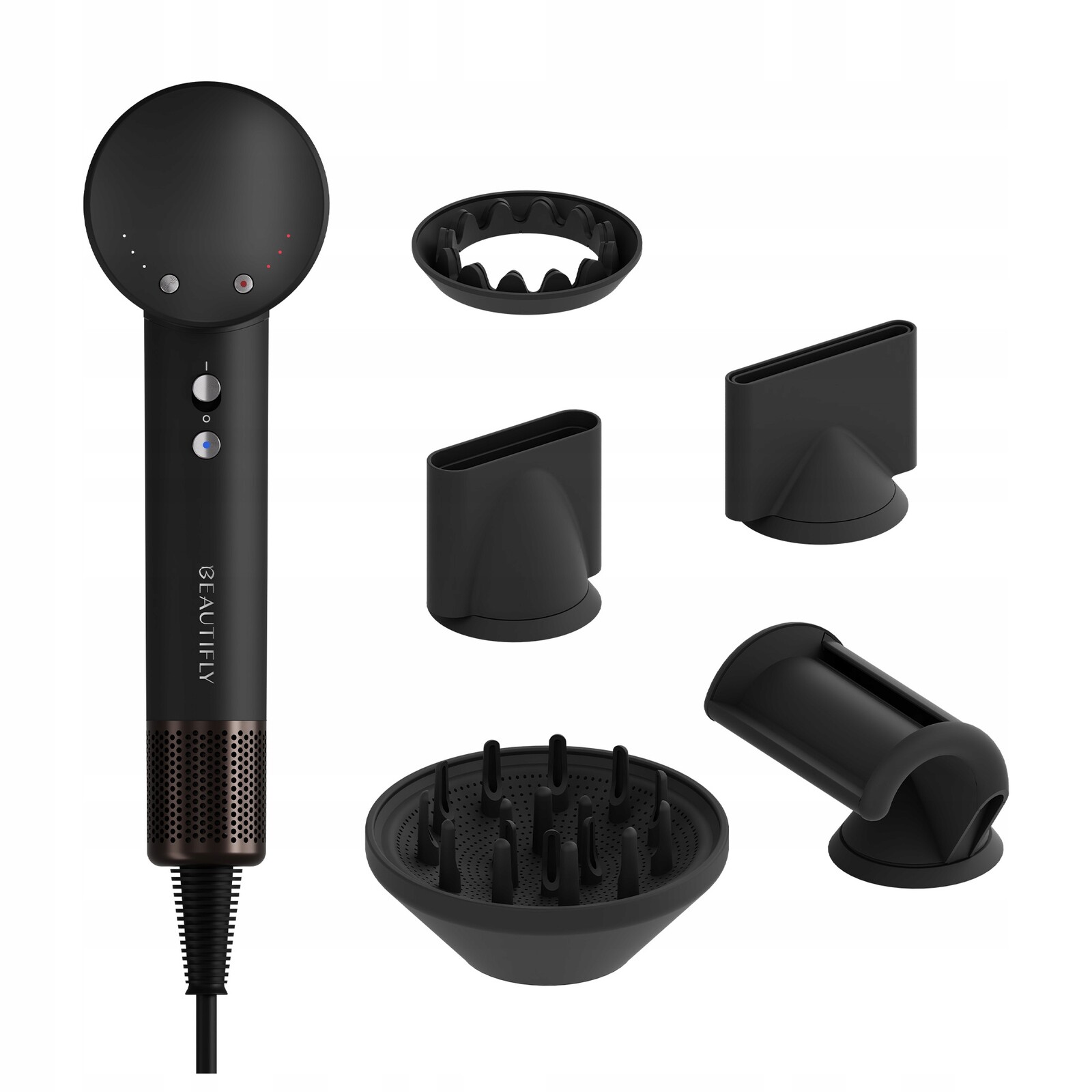 Vyhlazující vysoušeč vlasů difuzér 1600 W Beautifly DryFinity Gray