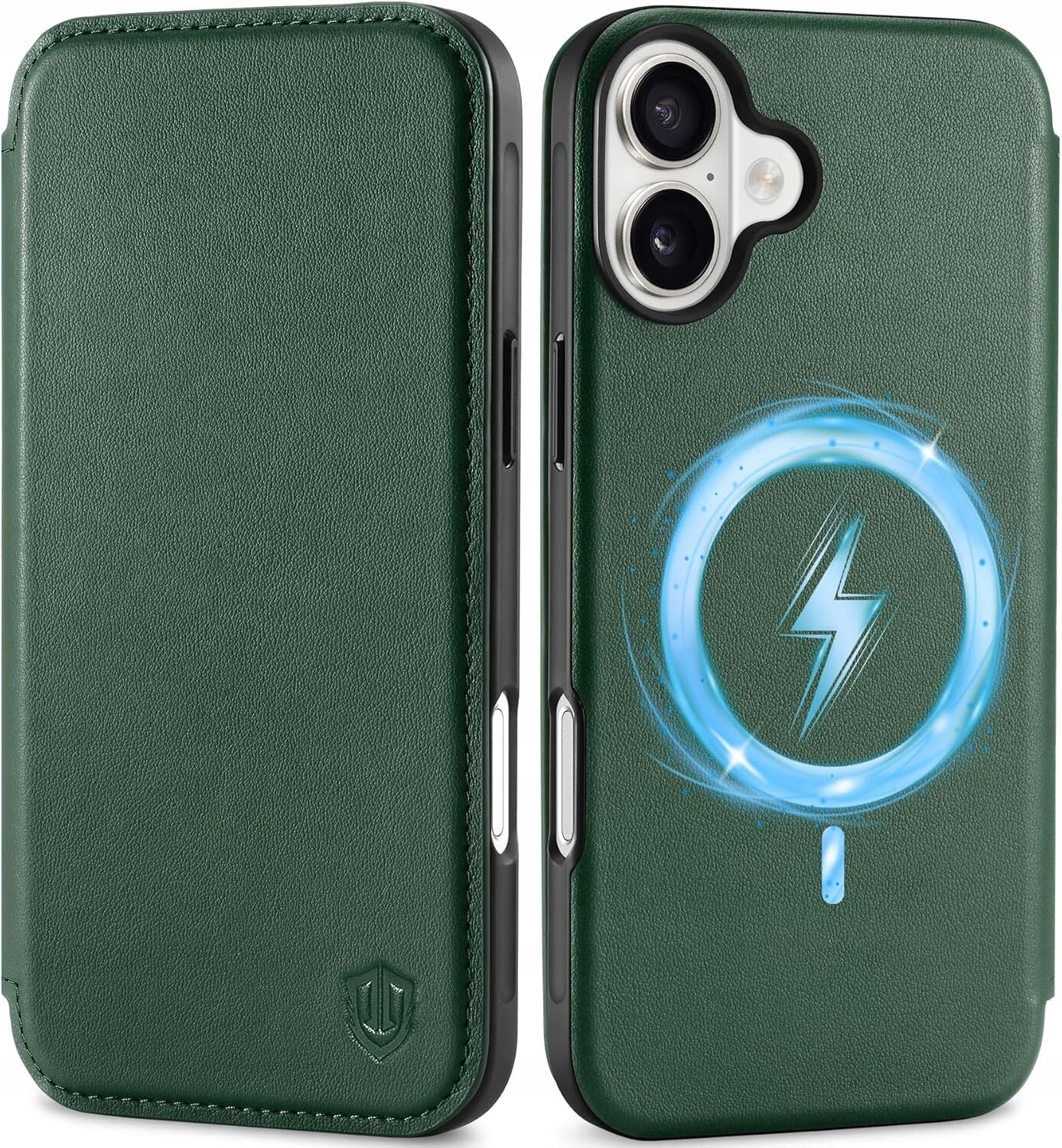 Shieldon přírodní pouzdro pro iPhone 16 s klopou, zelené