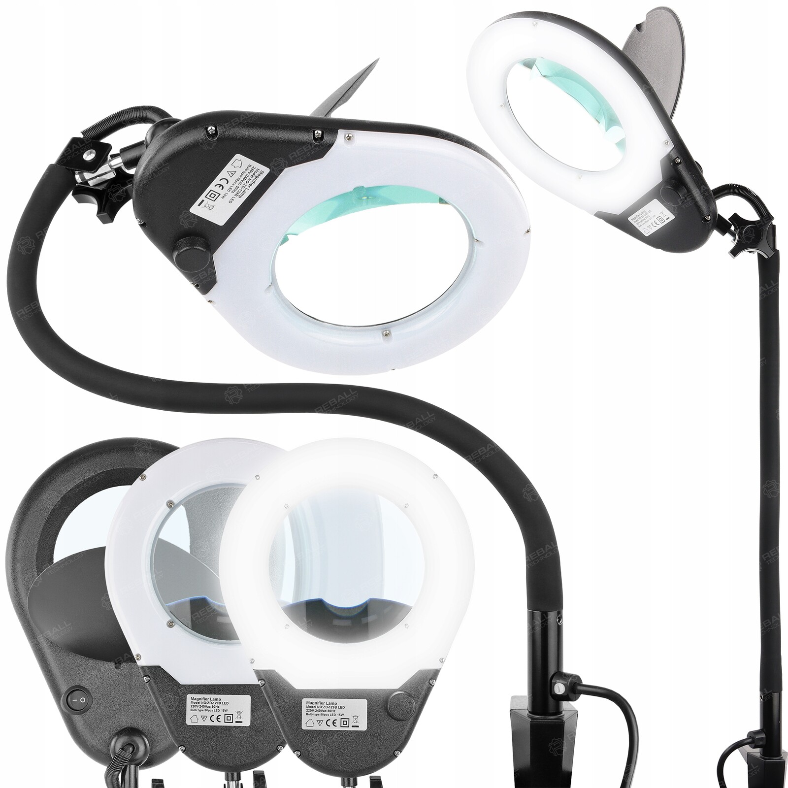 Led Kroužková Lampa S Lupou Velkou 12 cm 3X Dílenská Stolní Lampa 15 W