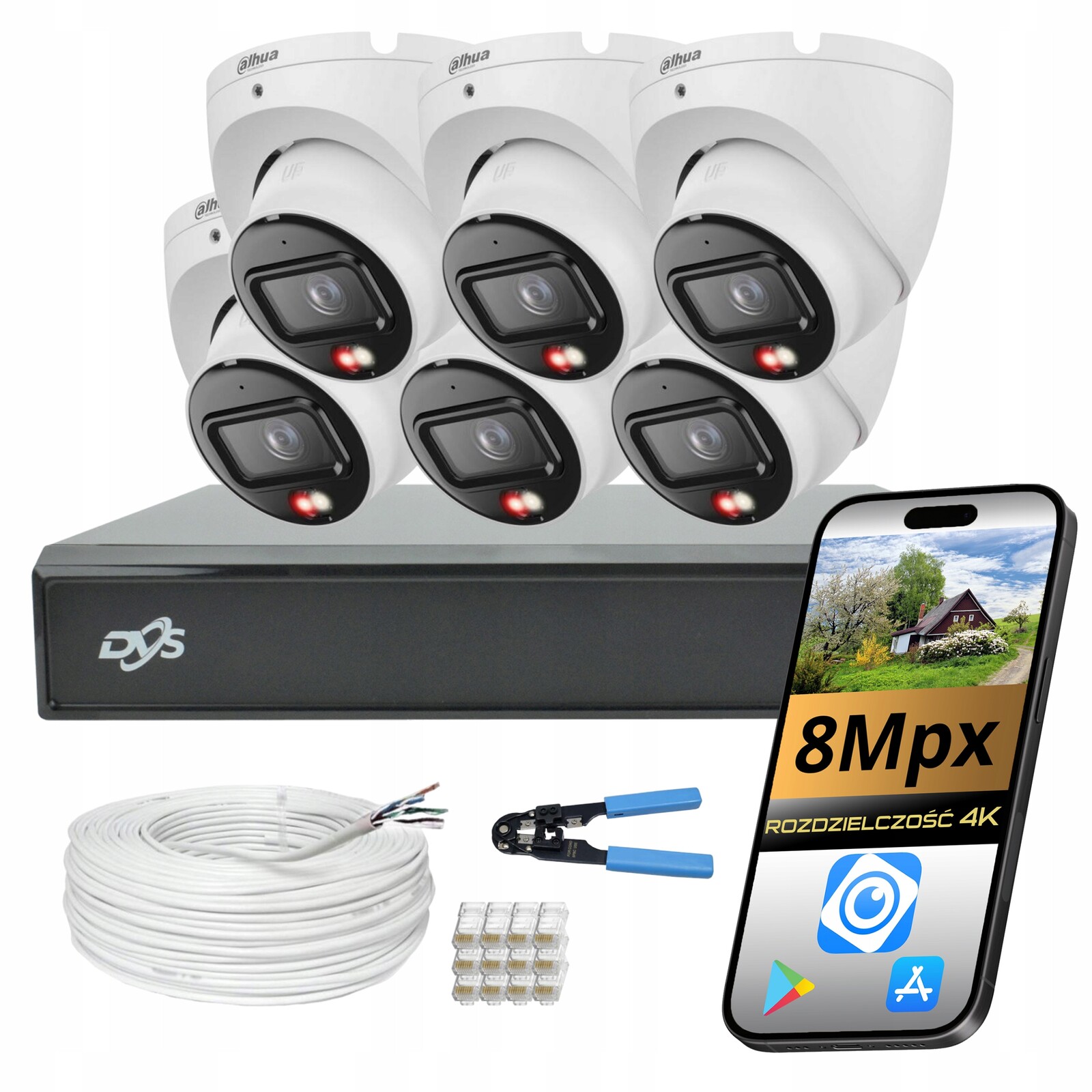 Sada Kamer Pro Monitorování Dahua 6 x Ip Poe 8Mpx Funkce Ai