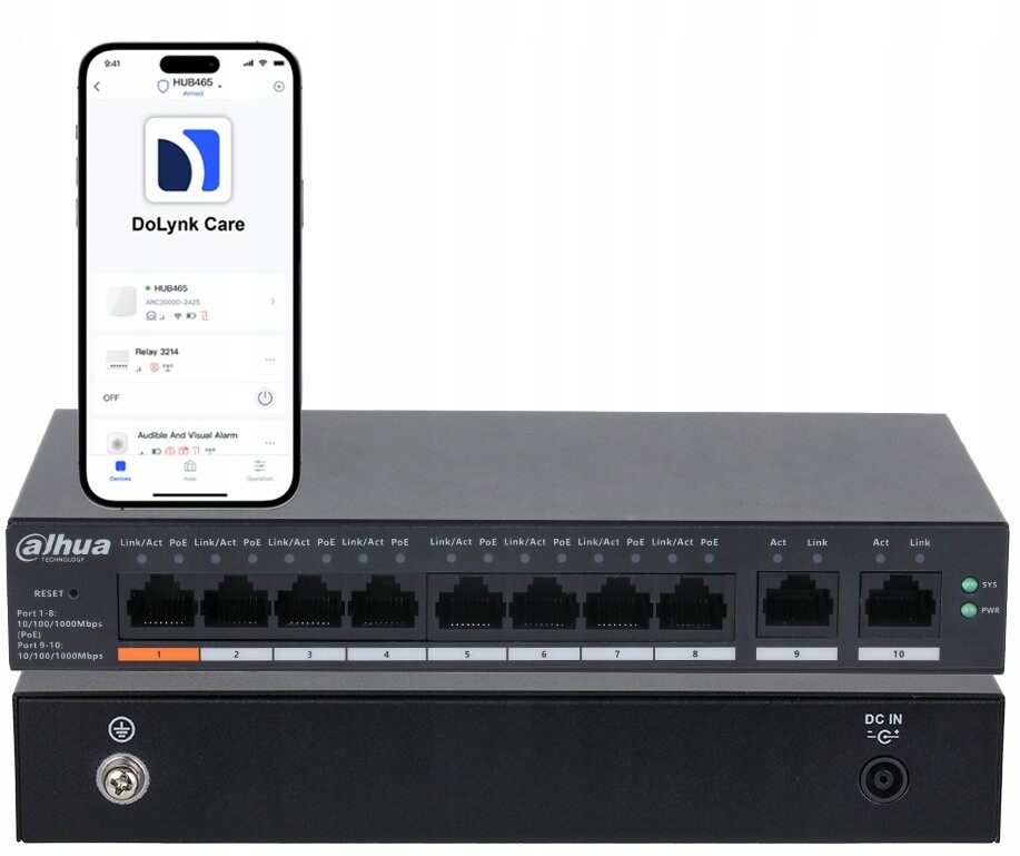 Switch Spravovatelný Poe 8xPoE +2x Uplink 10/100/1000Mbps Dahua CS4010-8GT-60