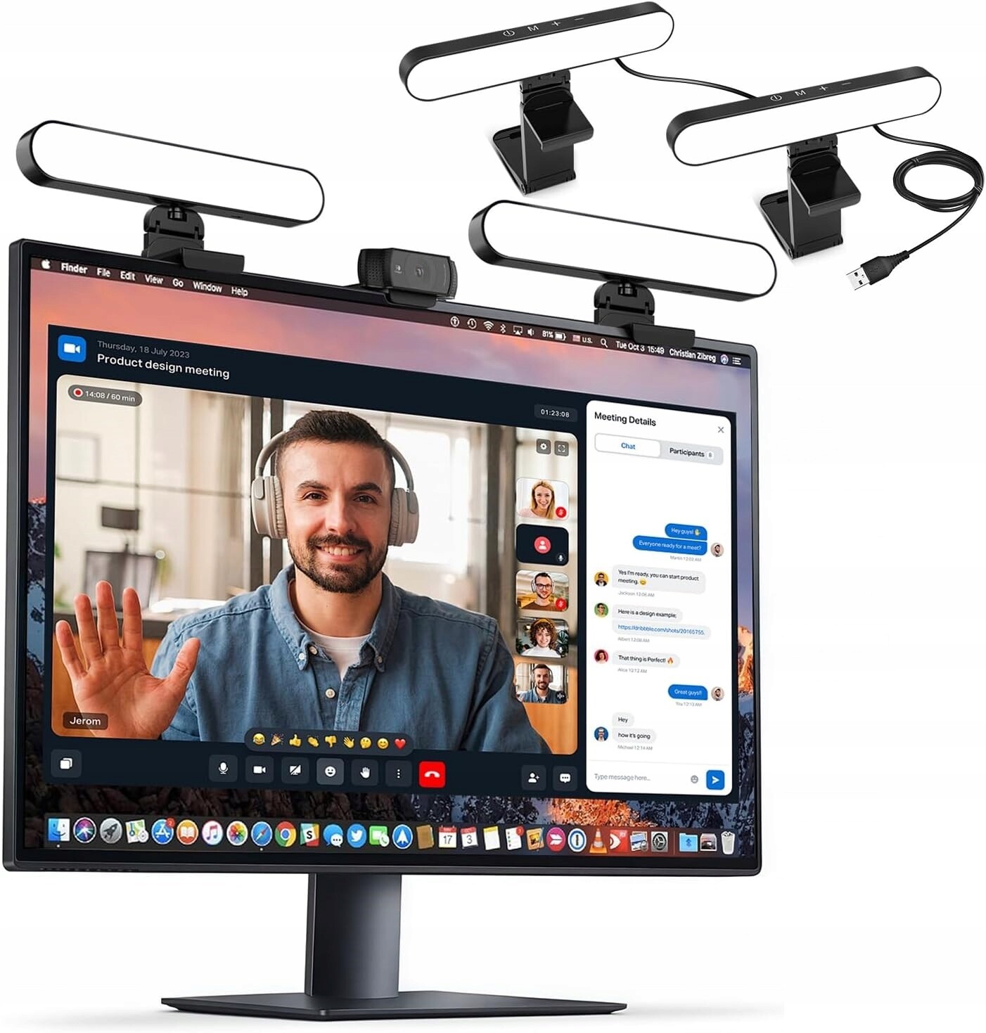 Dvojitá Dotyková Lampa Pro Videokonference S Nepřetržitým Osvětlením Pro Počítač