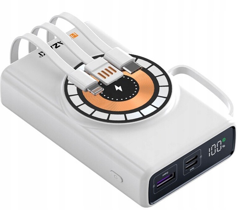 Magnetická Powerbanka MagSafe 20000 mAh Hazaki 22,5 W Rychlé Zabudované Kabely