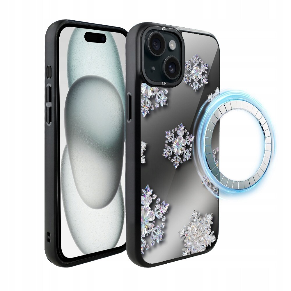 Pouzdro pro iPhone 15 Ibizu DropGuard Matt s MagSafe, Královské sněhové vločky