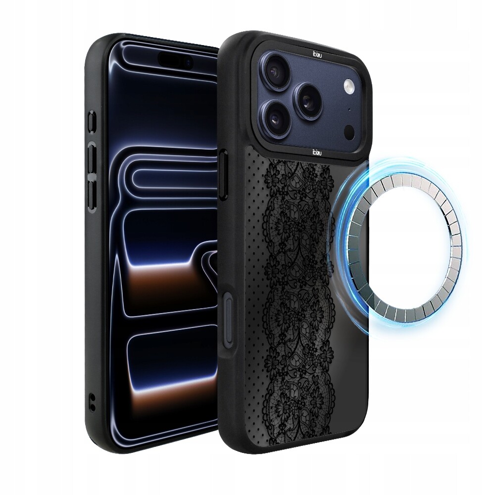 Pouzdro pro iPhone 17 Pro Max Ibizu DropGuard Matt s MagSafe, Midnight, krajkové