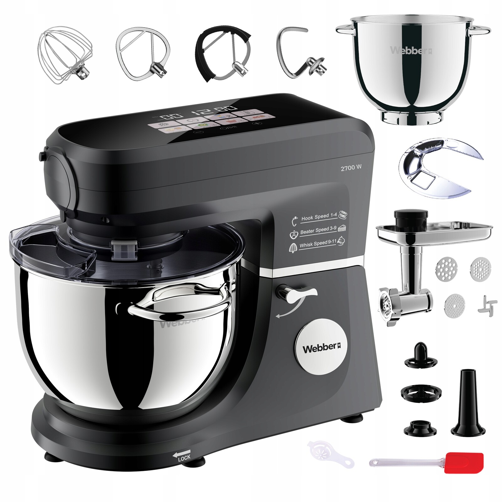 Planetární kuchyňský robot Webber SM17 2700W, mísa 7L, multifunkční mixér