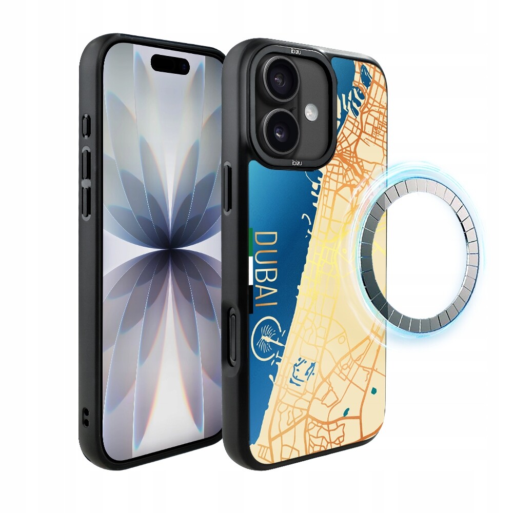 Matný Pouzdro Ibizu DropGuard pro iPhone 17 s MagSafe, mapy světa, Dubaj