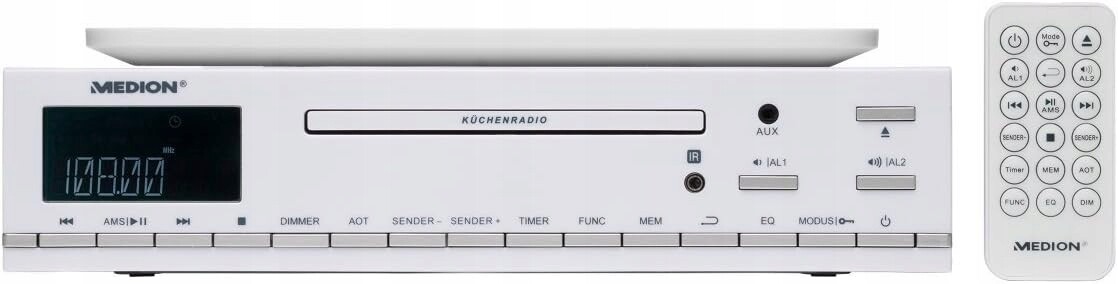 Podskříňkové Kuchyňské Rádio Led Závěsné Dálkové Ovládání Bílé CD